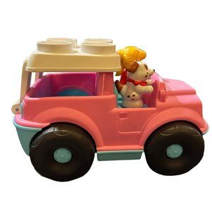 Fisher Price Little People Mattel 2010 Block Builder Pink Jeep Car Vehicle SUV